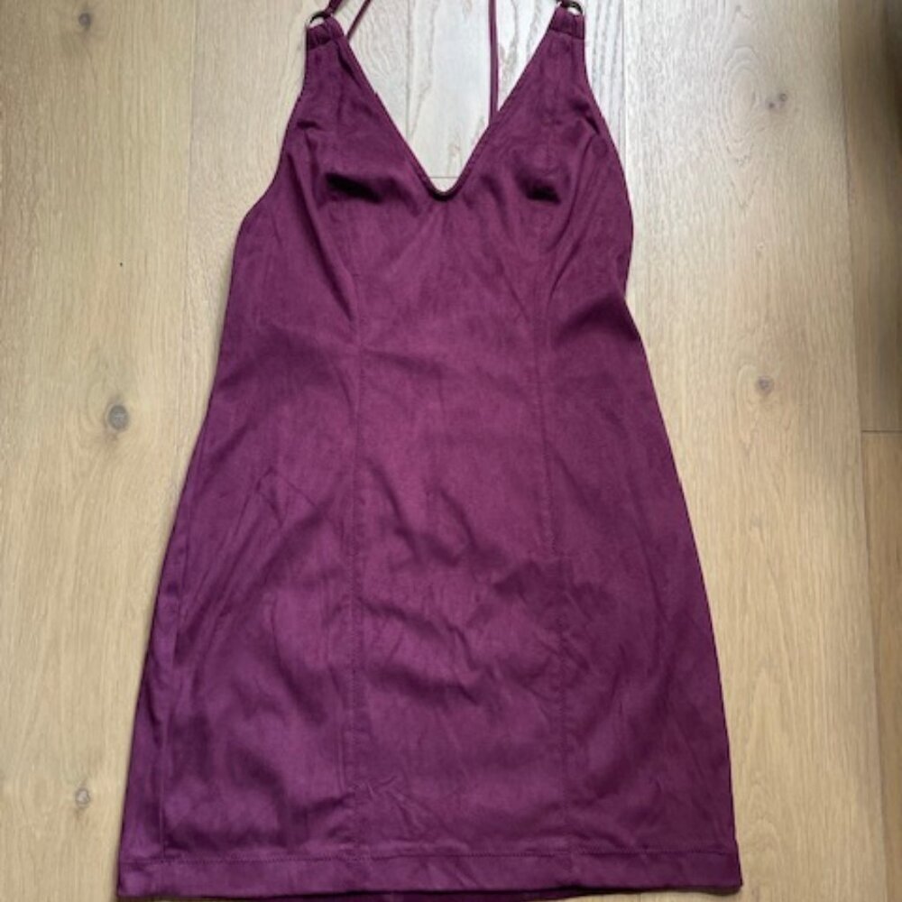 Intimately Free People Running Free Faux Suede Dress in Burgundy Size Small - Picture 3 of 6